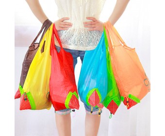 Strawberry shape shopping custom foldable polyester tote bag